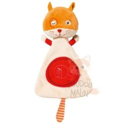 Oxybul Doudou Plat Pauline Le Chat Orange Beige Rouge Poisson
