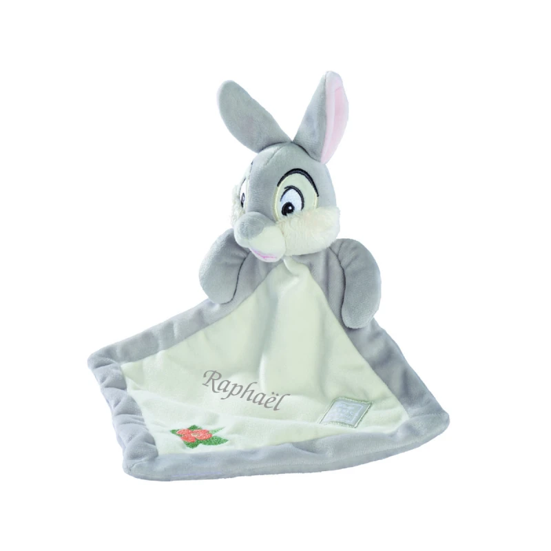 Disney - Panpan Le Lapin - Doudou Plat Gris Beige Fleur 25 Cm 1 Disney - Panpan Le Lapin - Doudou Plat Gris Beige Fleur 25 Cm