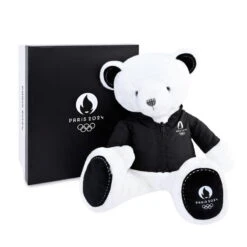 Doudou Et Compagnie - Peluche Ours Tee Shirt Blanc J.O. Paris 2024 - 40 Cm