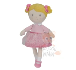 Nicotoy Peluche Poupée Blonde Robe Rose 30 Cm