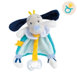 Baby'Nat - Pépin Le Chien - Doudou Attache-sucette Bleu 20 Cm
