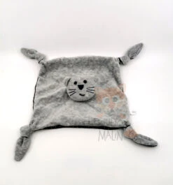 Bout'chou - Doudou Plat Chat Gris Noir étoile 20 Cm