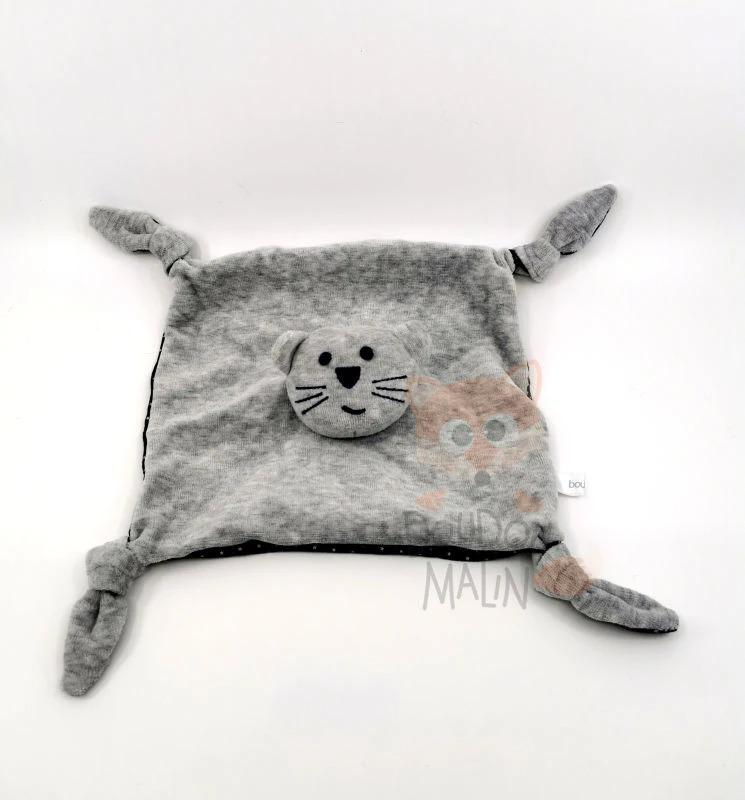 Bout'chou - Doudou Plat Chat Gris Noir étoile 20 Cm 1 Bout'chou - Doudou Plat Chat Gris Noir étoile 20 Cm