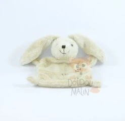 Nicotoy Doudou Plat Lapin Beige Marron Emprunte