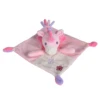 Nicotoy Doudou Plat Licorne Rose Fleur 25 Cm