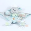 Nicotoy Doudou Plat Mouton Gris Bleu Vert Lapin