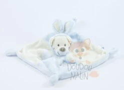 Auchan Doudou Plat Ours Déguisé En Lapin Beige Bleu Oiseau