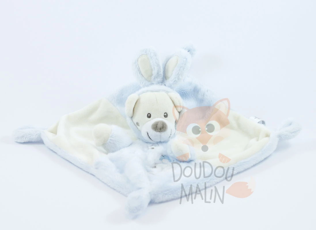 Auchan Doudou Plat Ours Déguisé En Lapin Beige Bleu Oiseau 1 Auchan Doudou Plat Ours Déguisé En Lapin Beige Bleu Oiseau