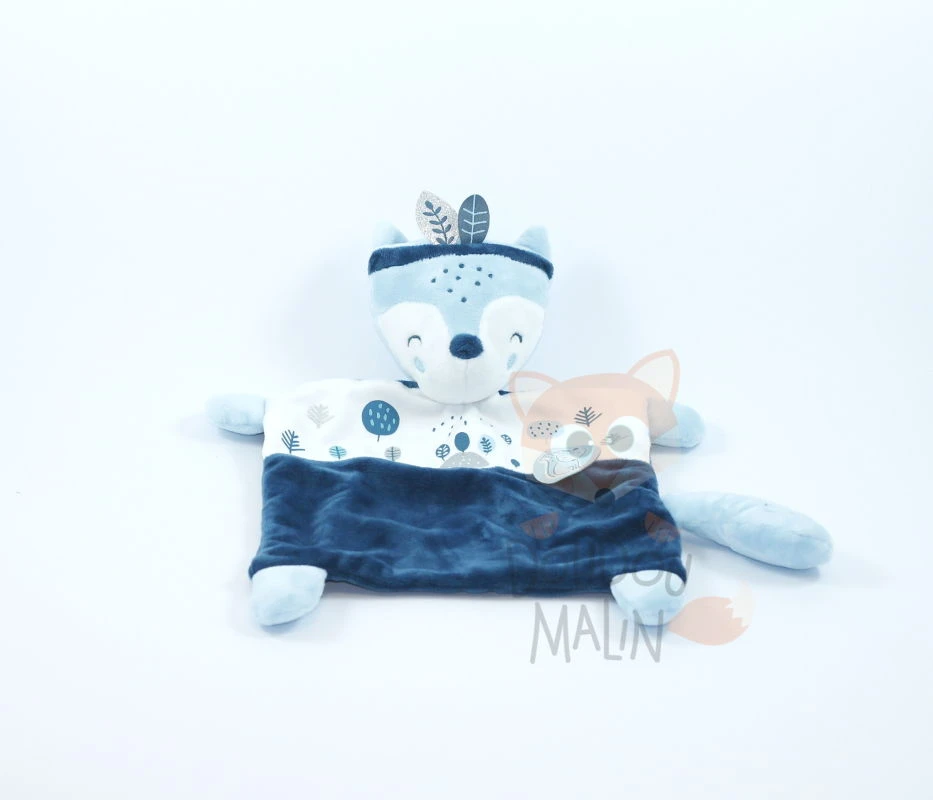 Mots D'enfants Doudou Plat Renard Bleu Blanc Argent 1 Mots D'enfants Doudou Plat Renard Bleu Blanc Argent