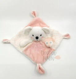 Mots D'enfants Doudou Plat Souris Rose Blanc édition Limitée 25 Cm
