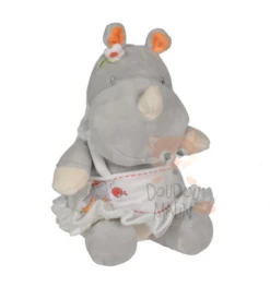 Nicotoy Riri Le Rhinocéros Peluche Gris Orange 20 Cm