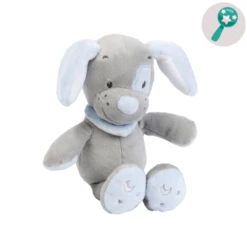 Nattou Sam Et Toby Mini Peluche Chien Gris Bleu 15 Cm