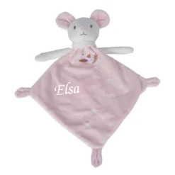 Tex - Doudou Souris Plat Rose Fleur 25 Cm