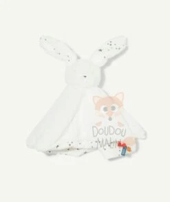 Tape à L'oeil - Doudou Plat Lapin Blanc étoile 30 Cm