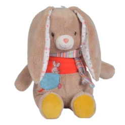 Nicotoy Twiny Peluche Lapin Beige Rouge 25 Cm