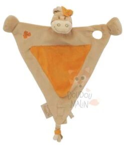 Noukie's Baboum Zamba Hippoum Doudou Plat Triangle Zèbre Orange Beige